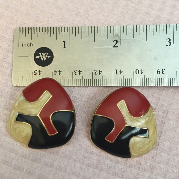 Vintage Monet Enamel Swirl Earrings - Picture 3 of 3